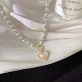 WB118: Luxury Heart-Shaped Simulated Pearl Necklace - Charm Jewelry - Touchy Style