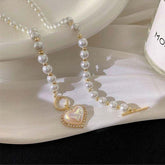 WB118: Luxury Heart-Shaped Simulated Pearl Necklace - Charm Jewelry - Touchy Style