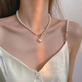 WB118: Luxury Heart-Shaped Simulated Pearl Necklace - Charm Jewelry - Touchy Style