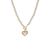 WB118: Luxury Heart-Shaped Simulated Pearl Necklace - Charm Jewelry - Touchy Style .