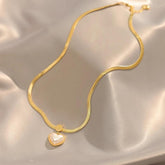 WB125 Pearl Heart Pendant Stainless Steel Necklace: Charm Jewelry - Touchy Style .