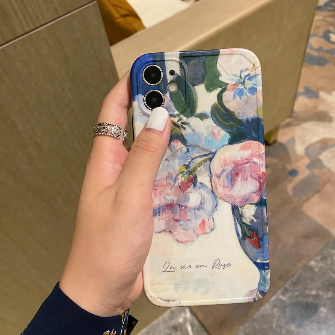 White Flowers Oil Painting Cute Phone Case Cover for iPhone 12 Pro Max, 13, 11, 14, and 14 Pro - Touchy Style