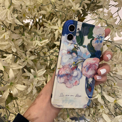 White Flowers Oil Painting Cute Phone Case Cover for iPhone 12 Pro Max, 13, 11, 14, and 14 Pro - Touchy Style