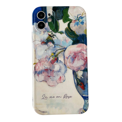 White Flowers Oil Painting Cute Phone Case Cover for iPhone 12 Pro Max, 13, 11, 14, and 14 Pro - Touchy Style