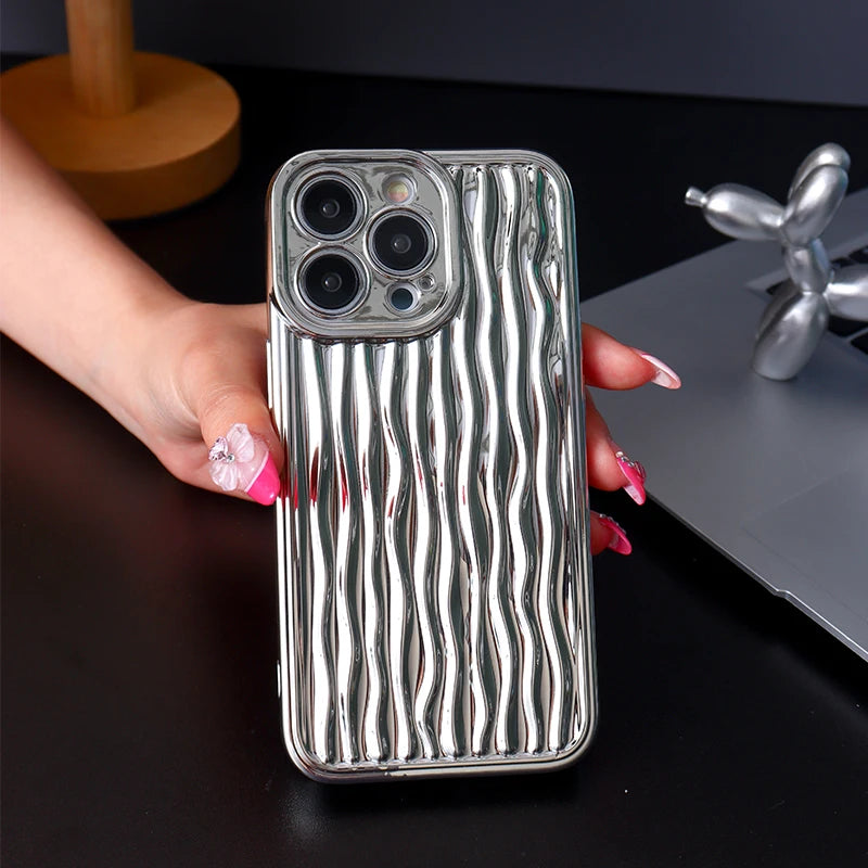 Wrinkle Fold Cute Phone Cases For iPhone 16 15 14 Pro Max 13 11 12 Mini XS XR X - Touchy Style