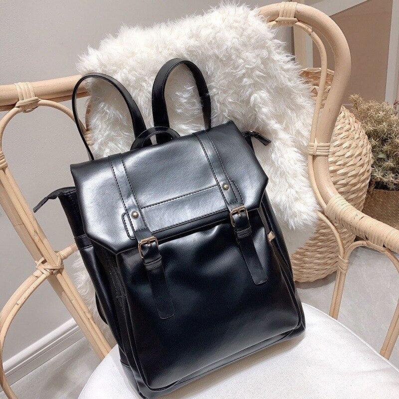 Leather Cool Backpack: Multi Pocket Big Travel Bag for Women XA503H