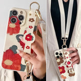 XG08XW Cute Phone Case for Huawei P60, P30, P20, P50, P40 Pro Lite, Honor X8, 20, 50, 70, 90, Nova 9, 8, and 5t - With Lanyard - Cartoon Flowers - Touchy Style