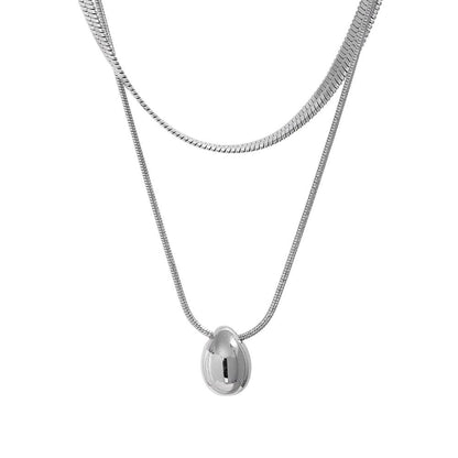 YH1991A Necklace Charm Jewelry - Stainless Steel Snake Chain - Water Drop Pendant - Touchy Style