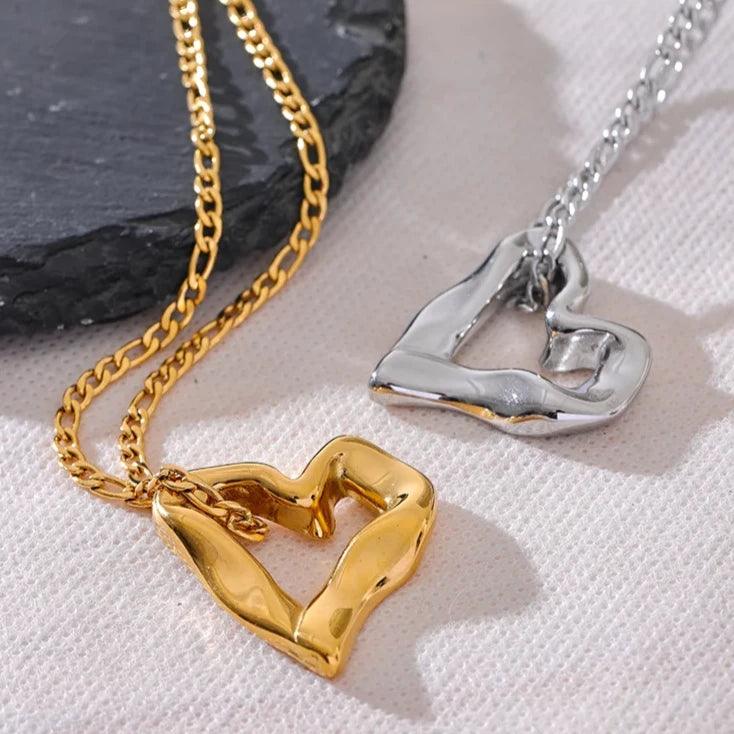 YH3080A Necklace Charm Jewelry - Minimalist Heart Hollow Pendant - Touchy Style