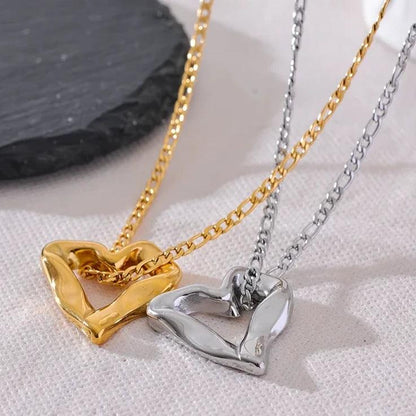 YH3080A Necklace Charm Jewelry - Minimalist Heart Hollow Pendant - Touchy Style