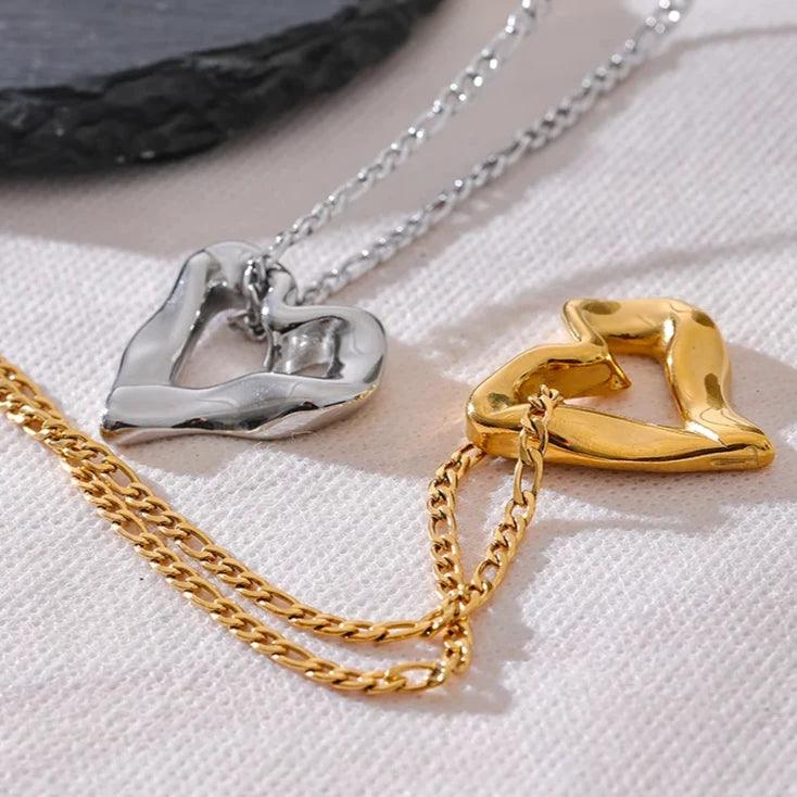 YH3080A Necklace Charm Jewelry - Minimalist Heart Hollow Pendant - Touchy Style