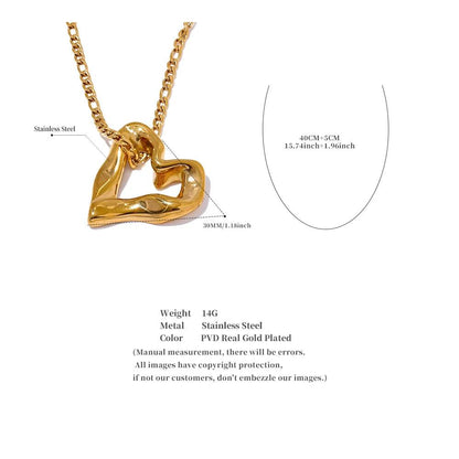 YH3080A Necklace Charm Jewelry - Minimalist Heart Hollow Pendant - Touchy Style