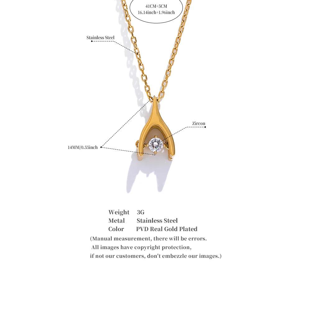 YH3800A Necklace Charm Jewelry - Golden Stainless Steel - Small Pendant - Touchy Style