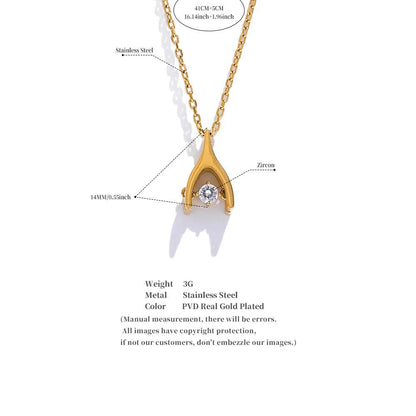 YH3800A Necklace Charm Jewelry - Golden Stainless Steel - Small Pendant - Touchy Style