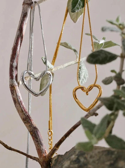 YH998A Necklace Charm Jewelry - Minimalist Stainless Steel Heart Hollow Pendant - Touchy Style