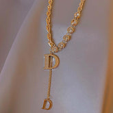 Zircon D Letter Long Necklaces Charm Jewelry NCJSO09 - Touchy Style .