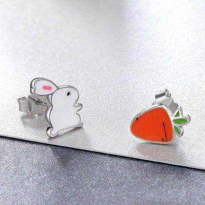 100% 925 Sterling Silver Earrings Charm Jewelry WOS49 Tiny Cartoon Earring - Touchy Style