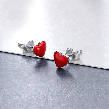 100% 925 Sterling Silver Earrings Charm Jewelry WOS49 Tiny Heart - Touchy Style