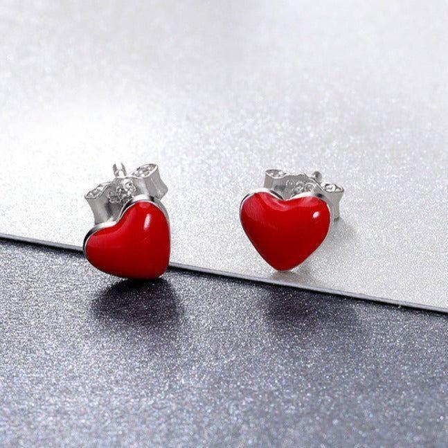 100% 925 Sterling Silver Earrings Charm Jewelry WOS49 Tiny Heart - Touchy Style