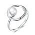 100% 925 Sterling Silver Finger Rings Charm Jewelry BOS33 Rounded Pearl - Touchy Style