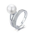 100% 925 Sterling Silver Finger Rings Charm Jewelry BOS33 Rounded Pearl - Touchy Style