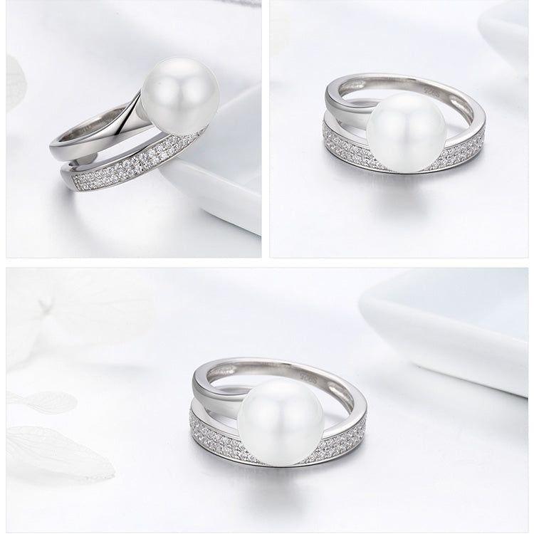 100% 925 Sterling Silver Finger Rings Charm Jewelry BOS33 Rounded Pearl - Touchy Style