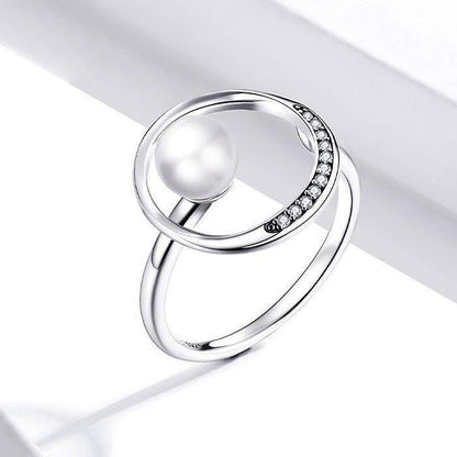 100% 925 Sterling Silver Finger Rings Charm Jewelry BOS33 Rounded Pearl - Touchy Style