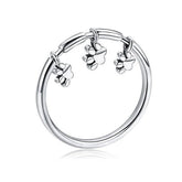 100% 925 Sterling Silver Glittering Heart Clear Finger Rings Charm Jewelry 