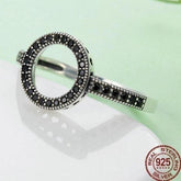 100% 925SS Forever Black Round Finger Ring Charm Jewelry - SCR041 - Touchy Style