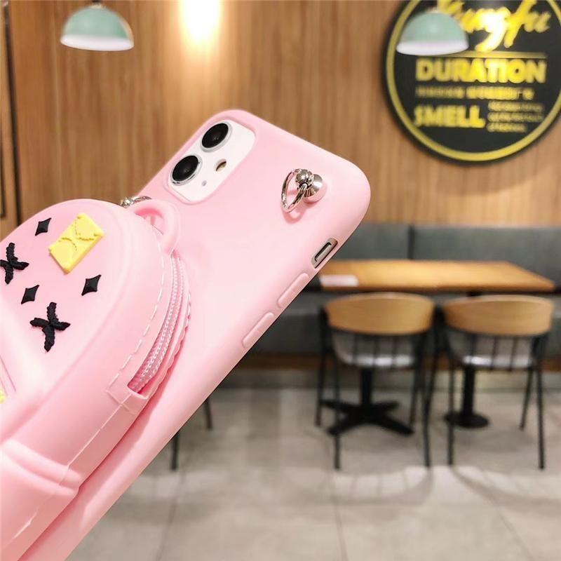 3D Silicon Wallet Coin Bags Cute Phone Case For Galaxy A30 A40 A50