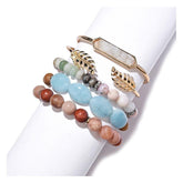 5 Pcs/set Natural Semi-precious Stone Metal Bracelets Charm Jewelry Set BCJH41 - Touchy Style .