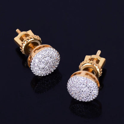 8MM Golden Mini Rounded Stud Earring Charm Jewelry ECJSOL06 Cubic Zircon - Touchy Style