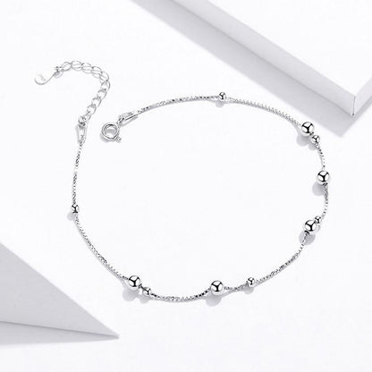 925 Sterling Silver Anklet Charm Jewelry Round Beads SCT005 - Touchy Style