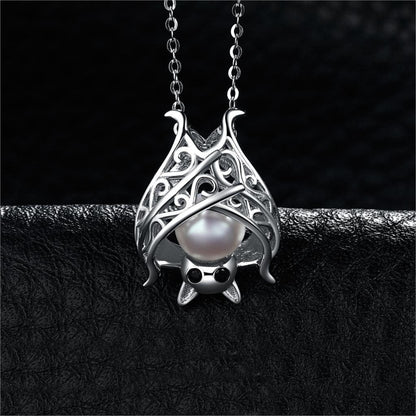 925 Sterling Silver Bat Pearl Pendant Charm Jewelry JOS0340 Without Chain - Touchy Style