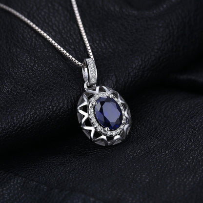 925 Sterling Silver Blue Sapphire Pendant Charm Jewelry JOS0327 Without Chain - Touchy Style