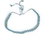 925 Sterling Silver Blue Turquoises Bezel Bracelets Charm Jewelry - Touchy Style