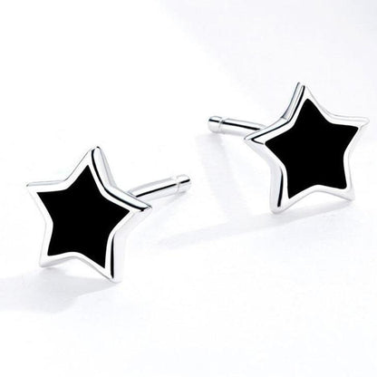 925 Sterling Silver Earrings Charm Jewelry Black Mini Star BSE275 - Touchy Style