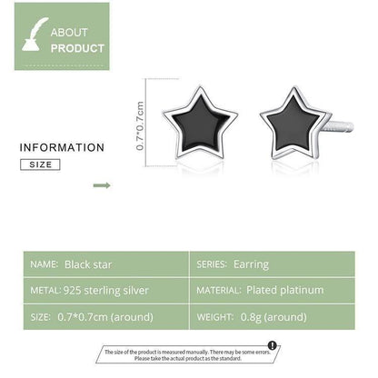 925 Sterling Silver Earrings Charm Jewelry Black Mini Star BSE275 - Touchy Style .