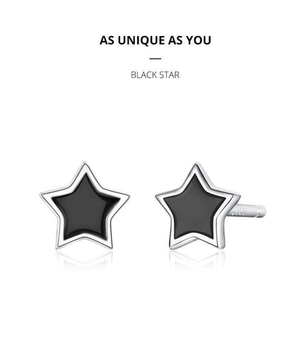 925 Sterling Silver Earrings Charm Jewelry Black Mini Star BSE275 - Touchy Style .