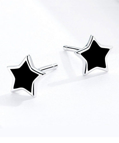 925 Sterling Silver Earrings Charm Jewelry Black Mini Star BSE275 - Touchy Style .