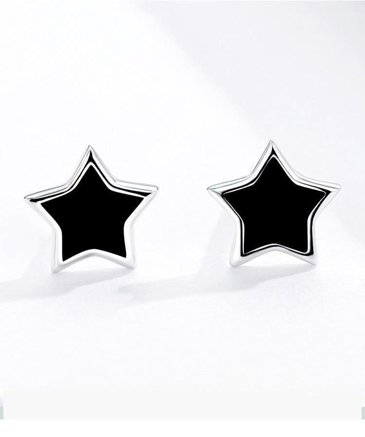 925 Sterling Silver Earrings Charm Jewelry Black Mini Star BSE275 - Touchy Style