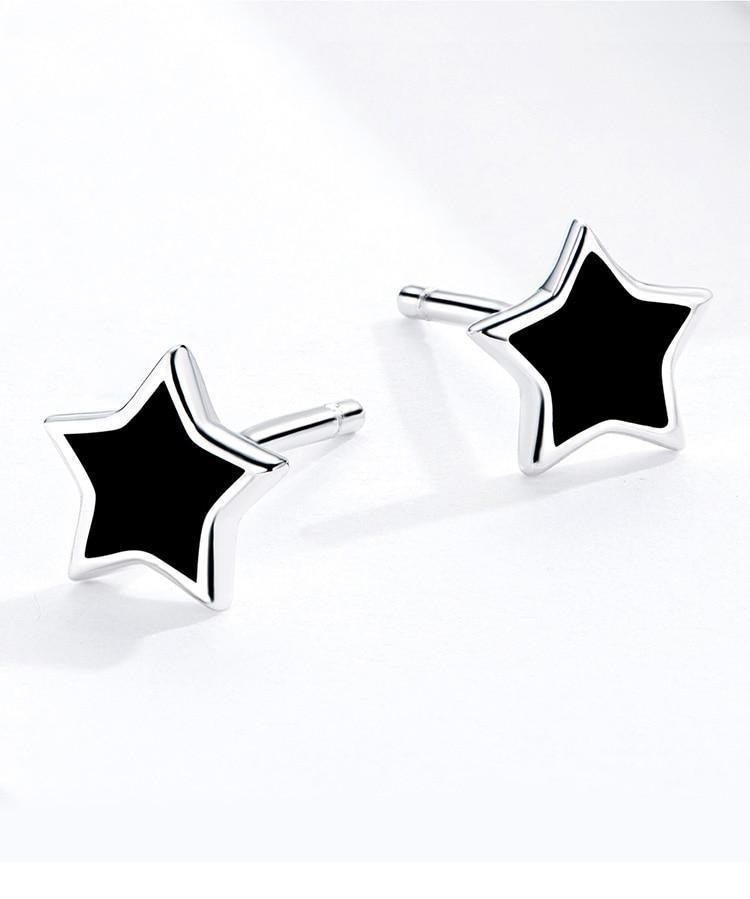 925 Sterling Silver Earrings Charm Jewelry Black Mini Star BSE275 - Touchy Style