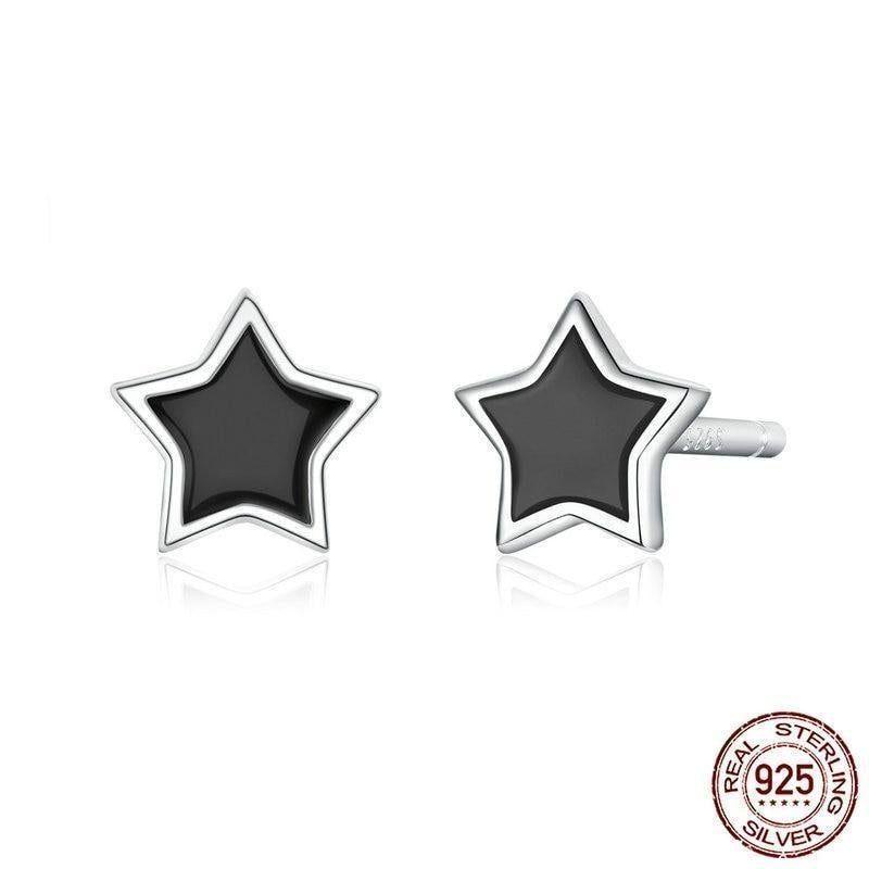 925 Sterling Silver Earrings Charm Jewelry Black Mini Star BSE275 - Touchy Style .