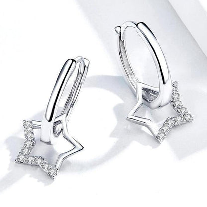 925 Sterling Silver Earrings Charm Jewelry Clear Star BSE276 - Touchy Style