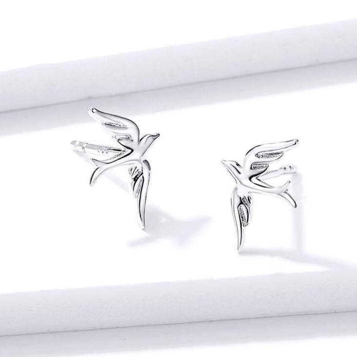 925 Sterling Silver Earrings Charm Jewelry Vivid Bird 