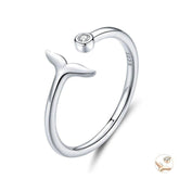 925 Sterling Silver Finger Rings Charm Jewelry Fish Tail Mermaid SCR618 - Touchy Style .