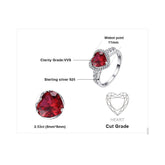 925 Sterling Silver Finger Rings Charm Jewelry JOS0358 Red Heart Gemstone - Touchy Style .