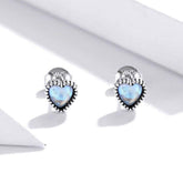 925 Sterling Silver Glass Heart Mini Stud Earrings Charm Jewelry ECJWOS40 - Touchy Style