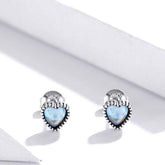 925 Sterling Silver Glass Heart Mini Stud Earrings Charm Jewelry ECJWOS40 - Touchy Style .