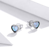 925 Sterling Silver Glass Heart Mini Stud Earrings Charm Jewelry ECJWOS40 - Touchy Style .